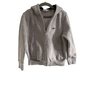 Lacoste Sport Kids Zip Up Hoodie Gray Logo Size 6 116cm